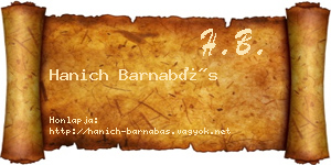 Hanich Barnabás névjegykártya